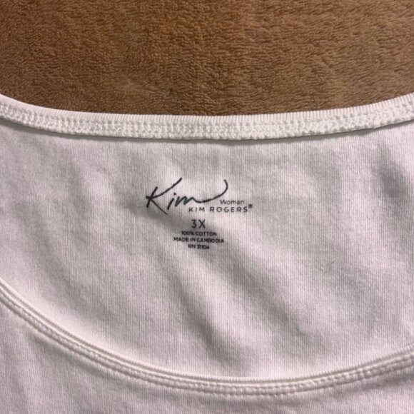 Kim Rogers Women 3XL Solid White Scoop Neck Cotton Sleeveless Tank Top Shirt (V) - Picture 4 of 6